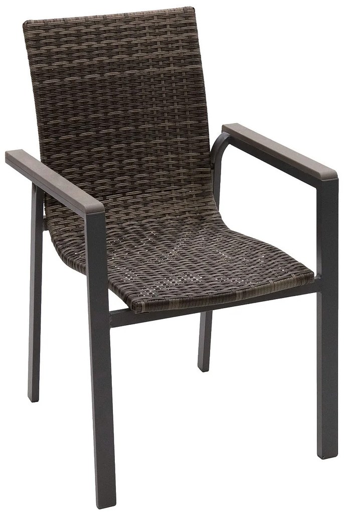 Záhradné ratanové kreslo pevné CALVIN (sivé)