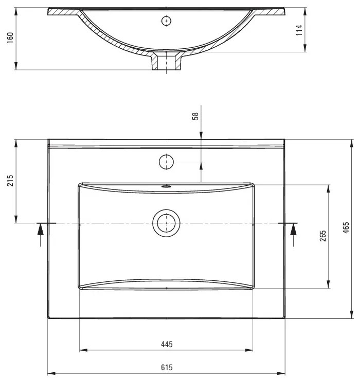 Deante Tubo, keramické umývadlo na zapustenie 615x465x160 cm, biela lesklá, DEA-CTU_646M
