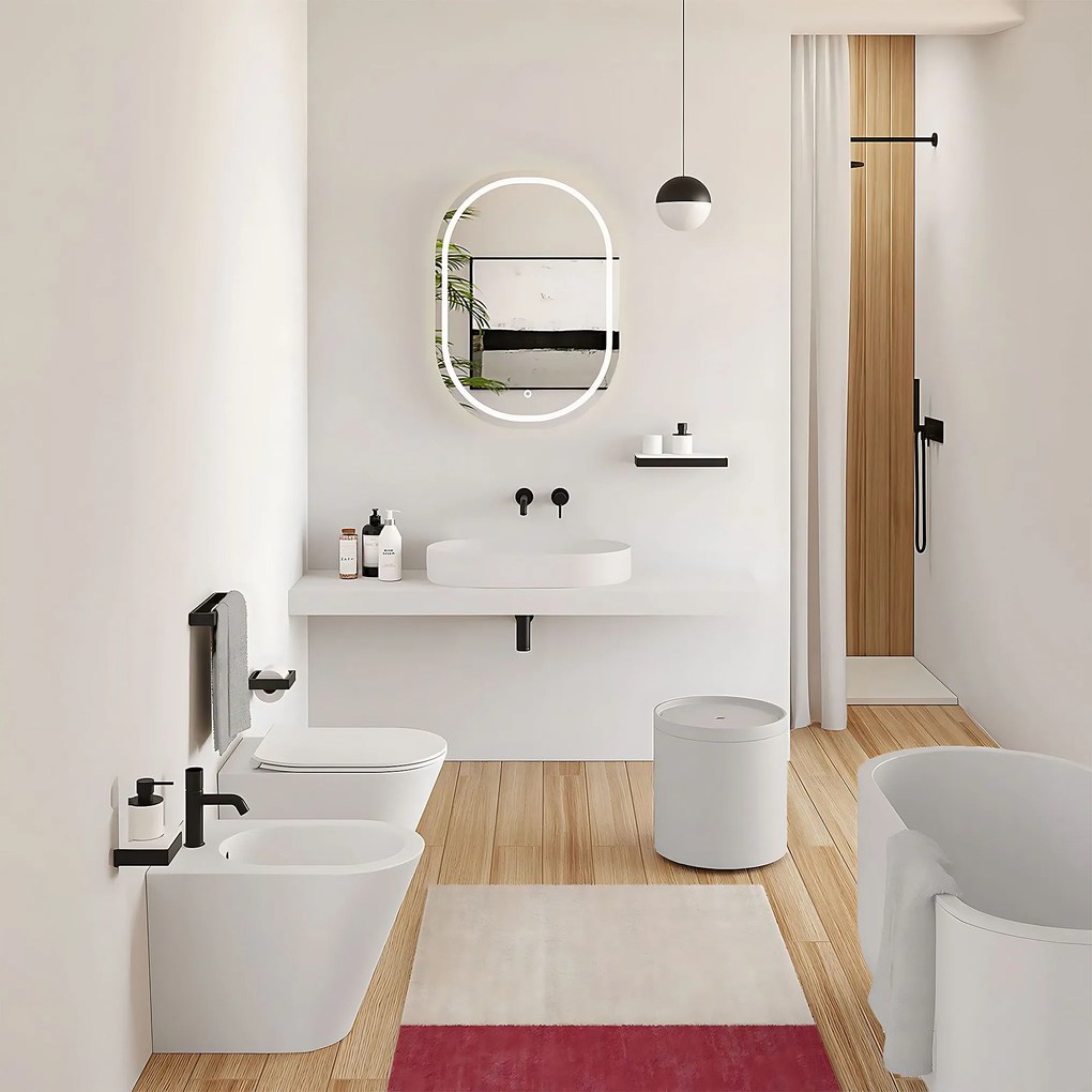 Rea iris, umývadlo na dosku z konglomerátu 700x355x105 mm, biela matná, REA-U4305