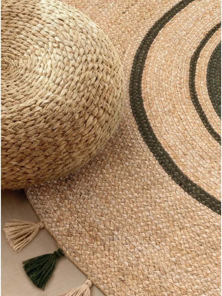 Obojstranný/ručne tkaný jutový okrúhly koberec v prírodnej farbe ø 150 cm Basil – Hanse Home