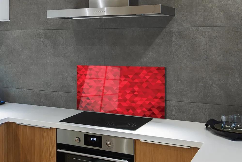 Sklenený obklad do kuchyne Červené vzor trojuholníky 140x70 cm