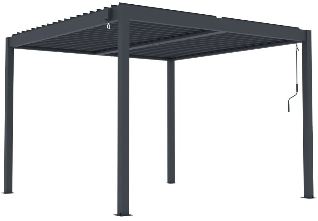 Hliníková bioklimatická pergola s lamelami BestBerg BBP-9G / 3 x 3 m / sivá