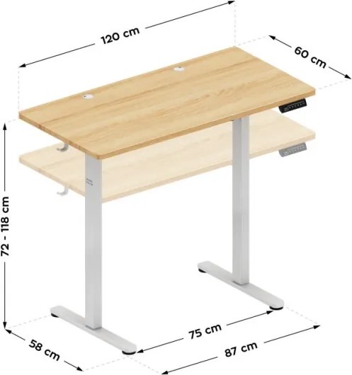 Elektrický výškovo nastaviteľný stôl Mark Adler Leader 6.9 Dub Craft / biely