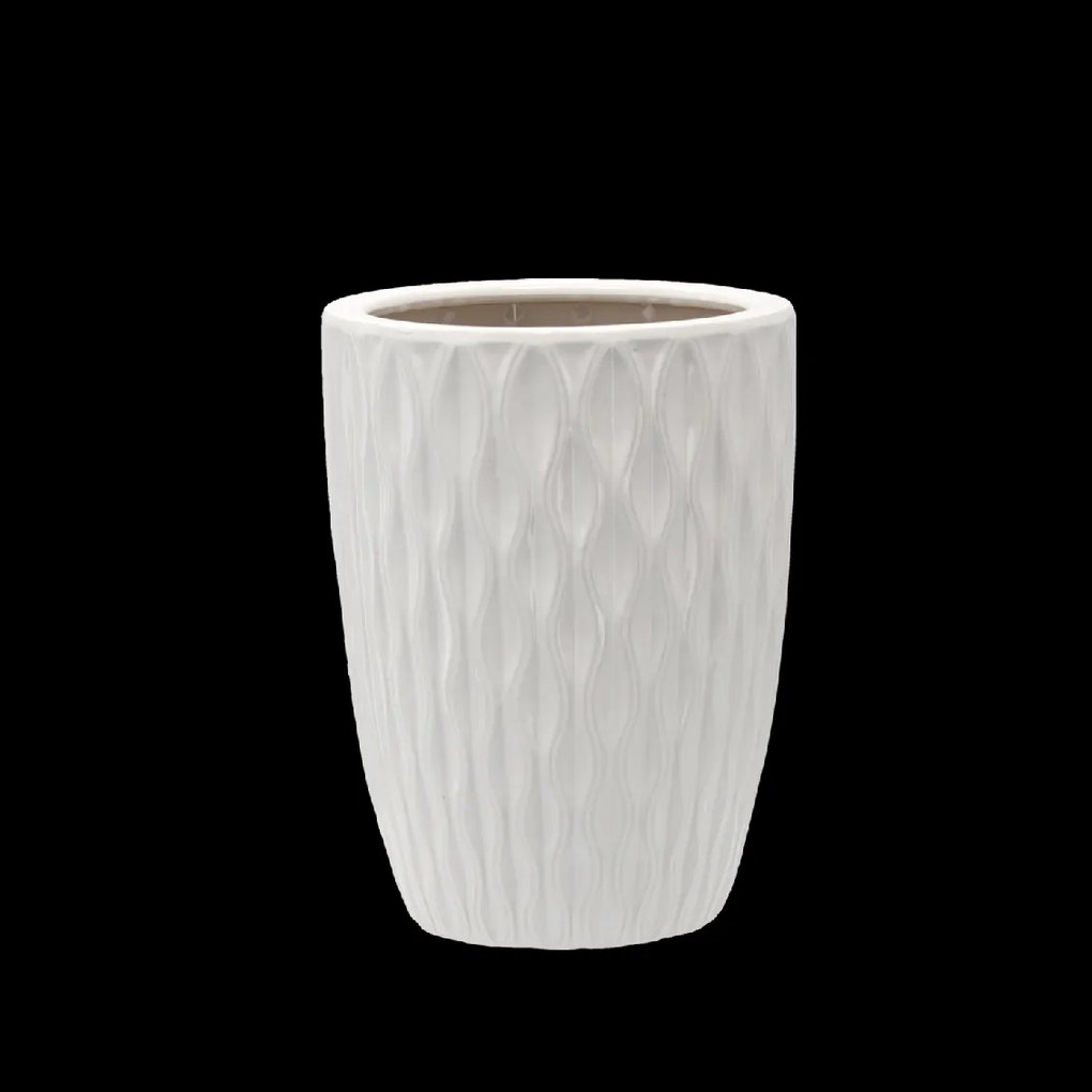 Garden Line KERAMICKÝ OBAL NA KVETINOVÝ KÔŠ 24,5 x 24,5 x 33 CM, BIELY LESK *2425