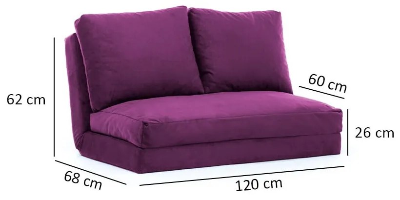 Fialová rozkladacia pohovka 120 cm Taida – Balcab Home