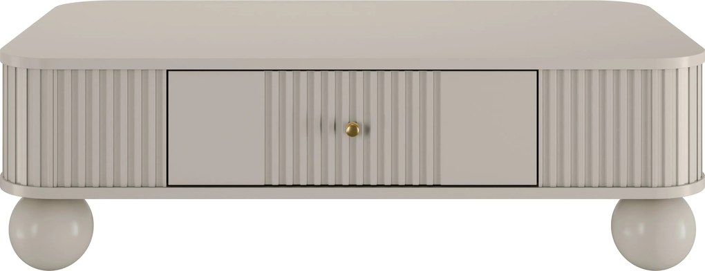 Kávový stolík Vesper 103x60 cm so zásuvkou - kasmír / zlaté úchyty / guľové nohy