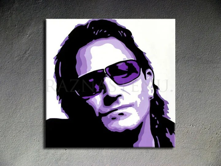 Ručne maľovaný POP Art obraz Bono-U2 100x100 cm