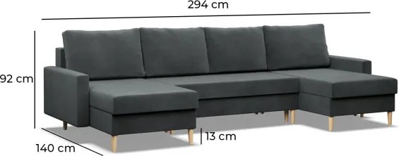 Sedacia súprava BLANK Elegant v tvare U žltá