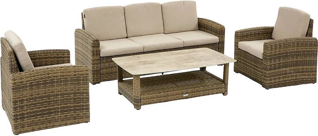 DEOKORK Ratanová zostava SANTORINI pre 5 osôb (hnedá)