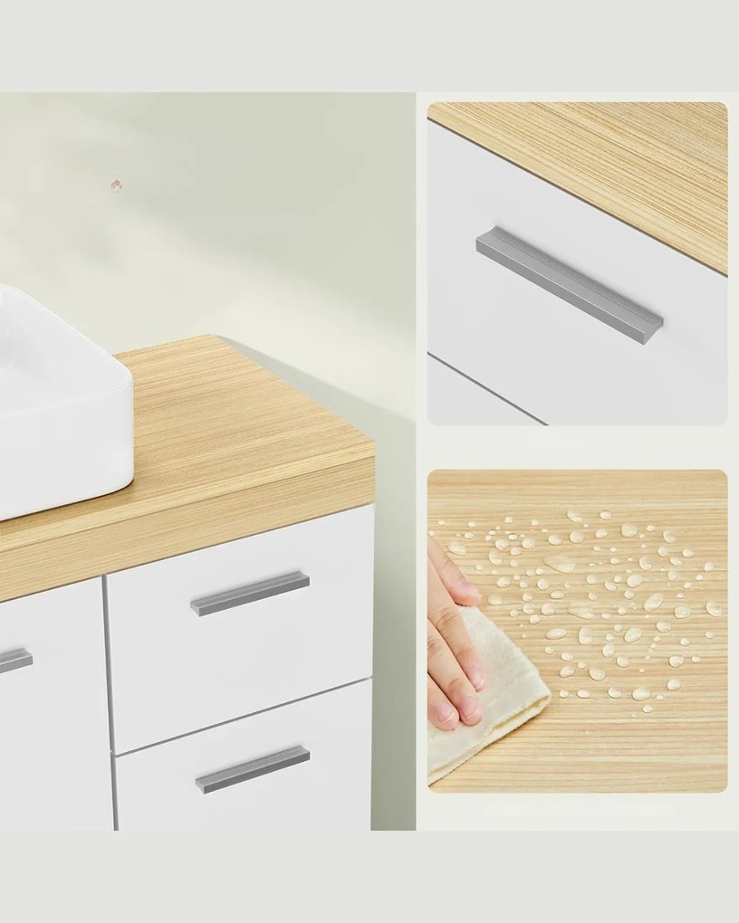 Skrinka pod umývadlo Vasagle Bruser biela/prírodná béžová