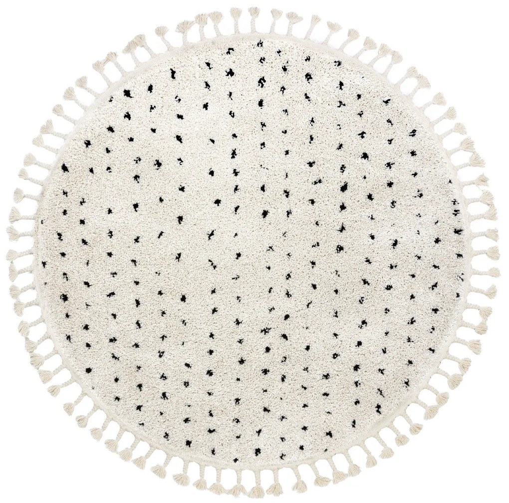 Dywany Łuszczów, Kusový koberec Berber Syla B752 dots cream kruh, 120x120 (priemer) kruh, biela, chodba / predsieň