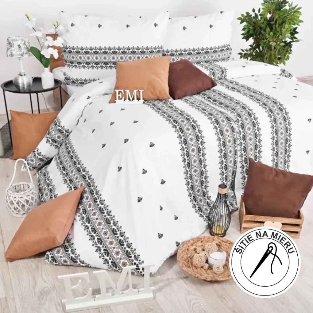 Obliečky bavlnené Dorota hnedé EMI: Štandardný set jednolôžko obsahuje 1x 140x200 + 1x 70x90
