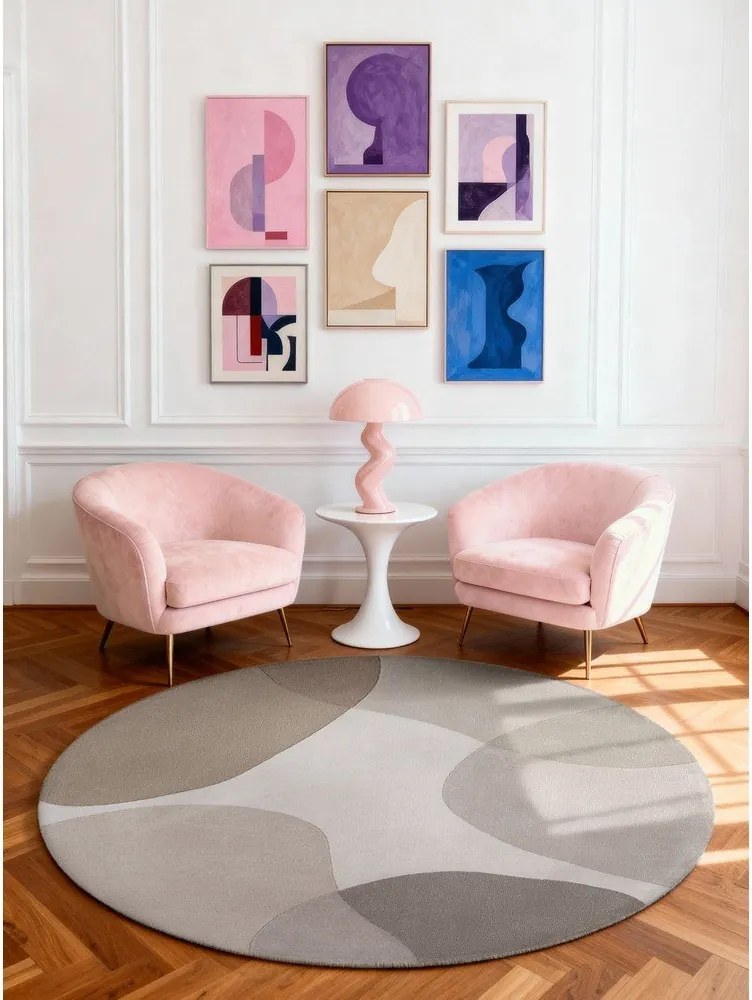 Béžový ručne tkaný vlnený okrúhly koberec ø 200 cm Hackney Clarissa – Ted Baker