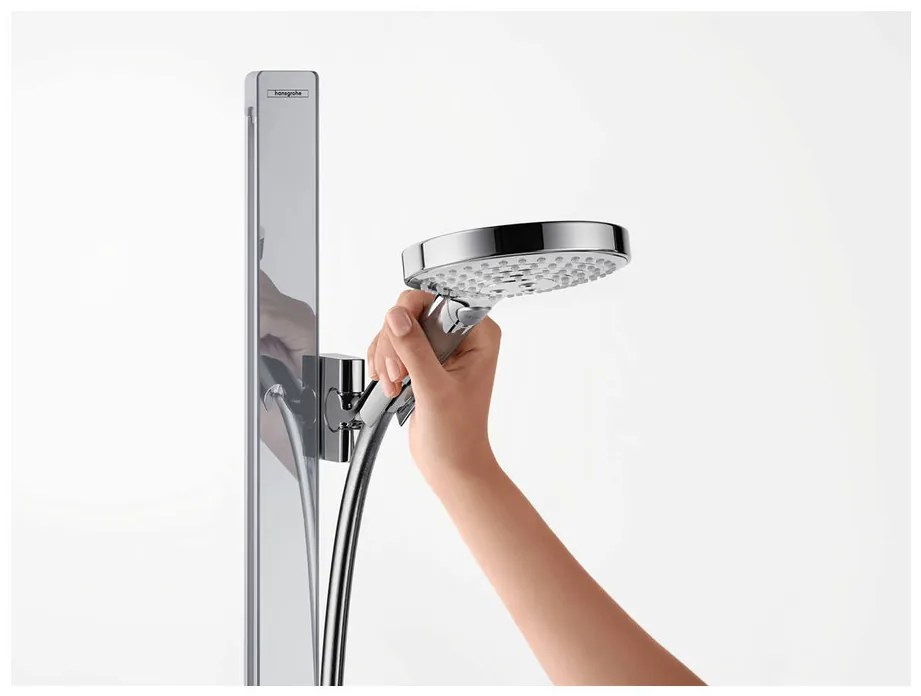 Hansgrohe Raindance Select S, sprchová súprava 120 3jet EcoSmart 9 l/min so sprchovou tyčou 900 mm a poličkou, chrómová, HAN-27649000