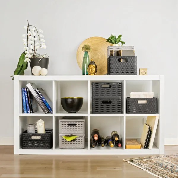 Plastový košík COUNTRY, rovný, biely (18 l – 37 x 28 x 19)