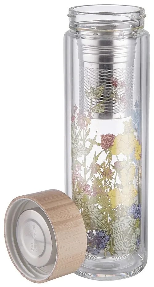 TEA TENDER Fľaša na čaj s kvetinovou potlačou 450 ml