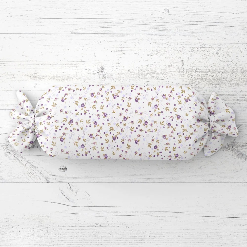 Biante Vankúš valec bonbon Sandra SA-004 Fialové ružičky 15x40 cm