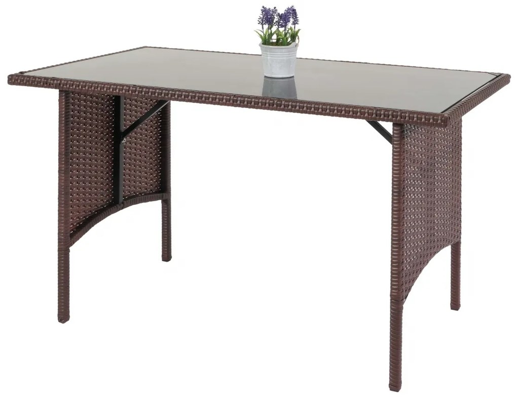 Polyratanový jedálenský stôl HWC-G16, 112x60cm - hnedá
