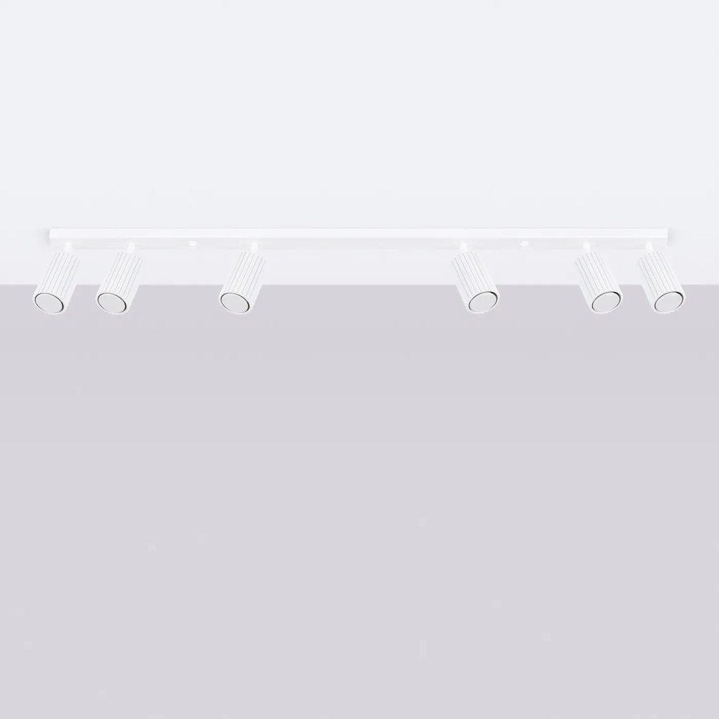 Bodové svietidlo Karbon, 6x biele kovové tienidlo, (možnosť polohovania)