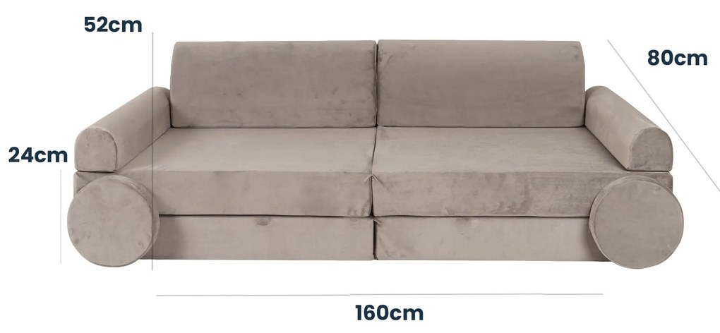 Variabilná detská pohovka MeowBaby® Premium, Velvet Grey