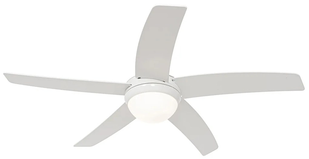 Inteligentný stropný ventilátor biely s drevenou potlačou 132 cm vrátane LED stmievateľného s diaľkovým ovládaním - Cool