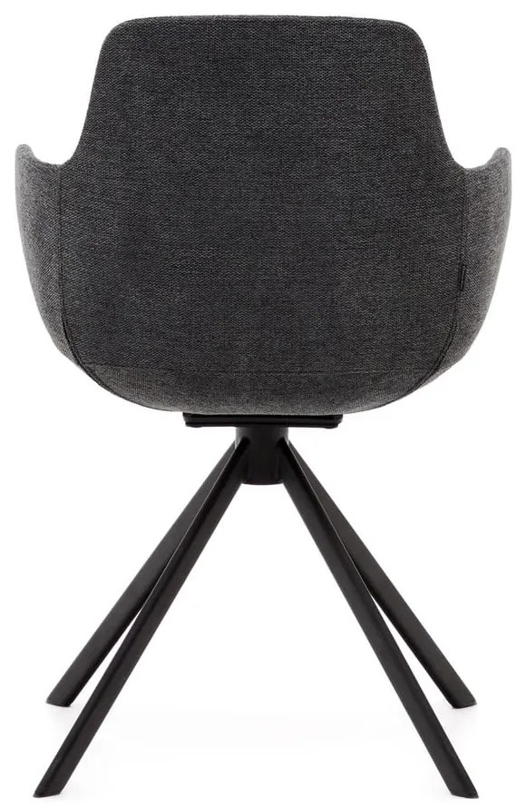 Tmavosivé čalúnené jedálenské kreslá v súprave s podrúčkami 2 ks Tissiana – Kave Home