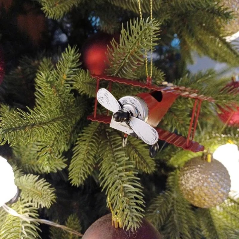 DECOLED Kovové lietadlo, 11,7 x 10,4 x 6,7 cm, červené