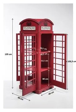 London Telephone vitrína červená