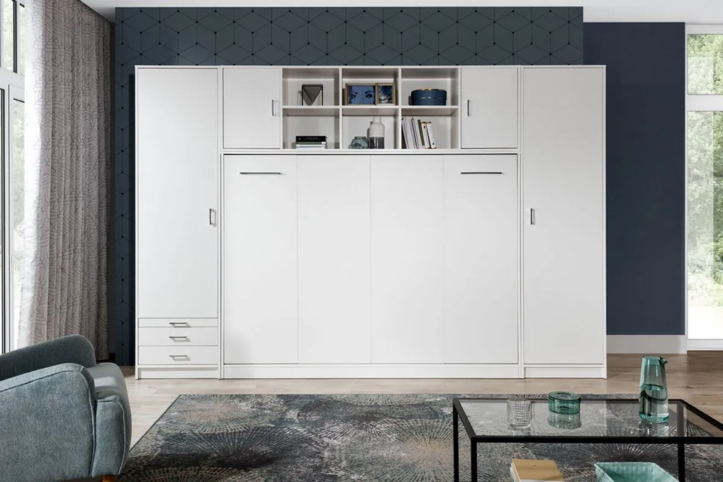 Sklápacia posteľ 90x200 New Elegance - Biely lesk