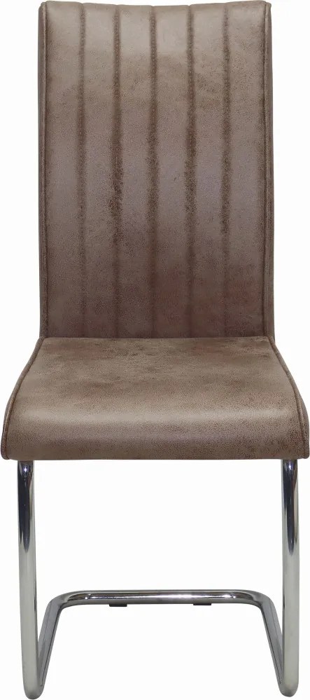 Jedálenská stolička Vertical, hnedá camel látka v optike lesklej kože