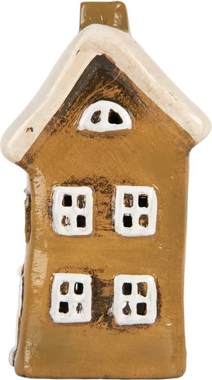 Tealight Holder House 8x7x15 Cm Brown Ceramic - 8.0 cm