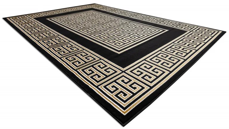 Dywany Łuszczów, Kusový koberec Gloss 6776 86 greek black/gold, 180x270, čierna, chodba / predsieň