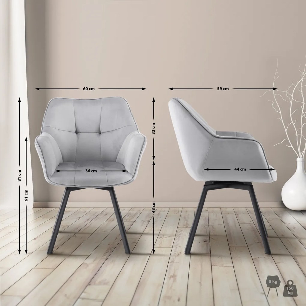 Jedálenská stolička Jordi zamat - tmavo šedá