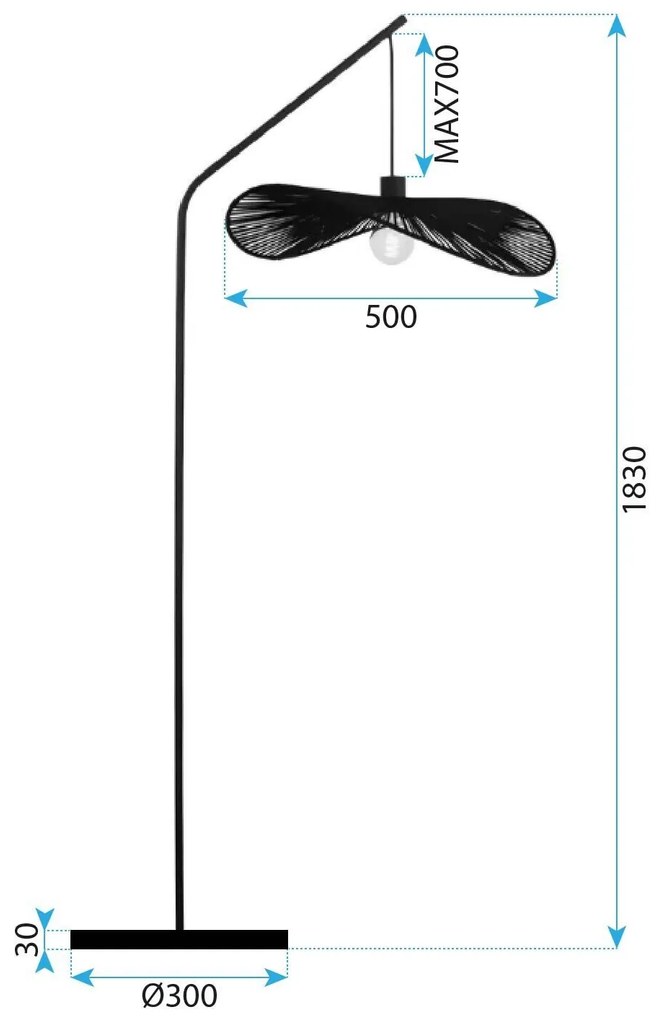 Toolight Toolight, podlahová lampa 1xE27, APP1834-1F, čierna matná, OSW-00637