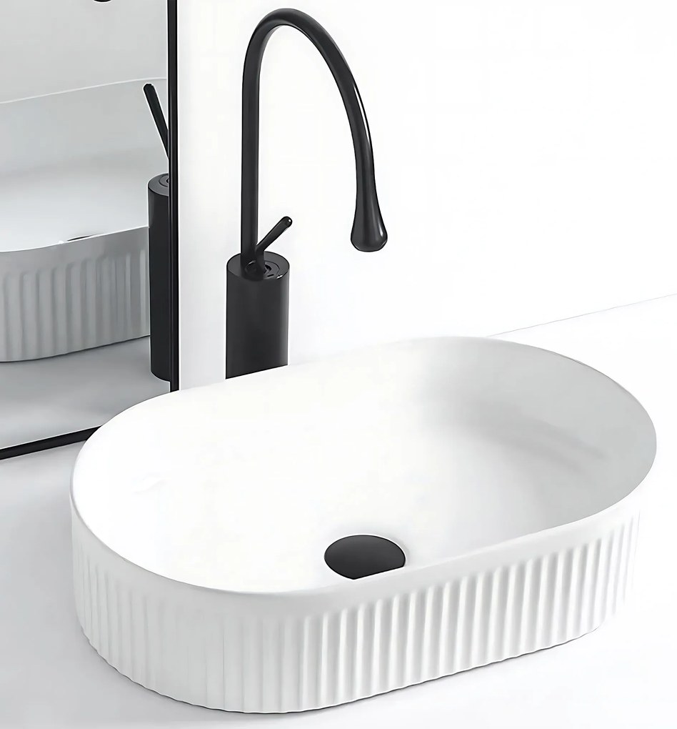 Rea Vanda, umývadlo na dosku 490x310x130 mm, biela lesklá, REA-U0603