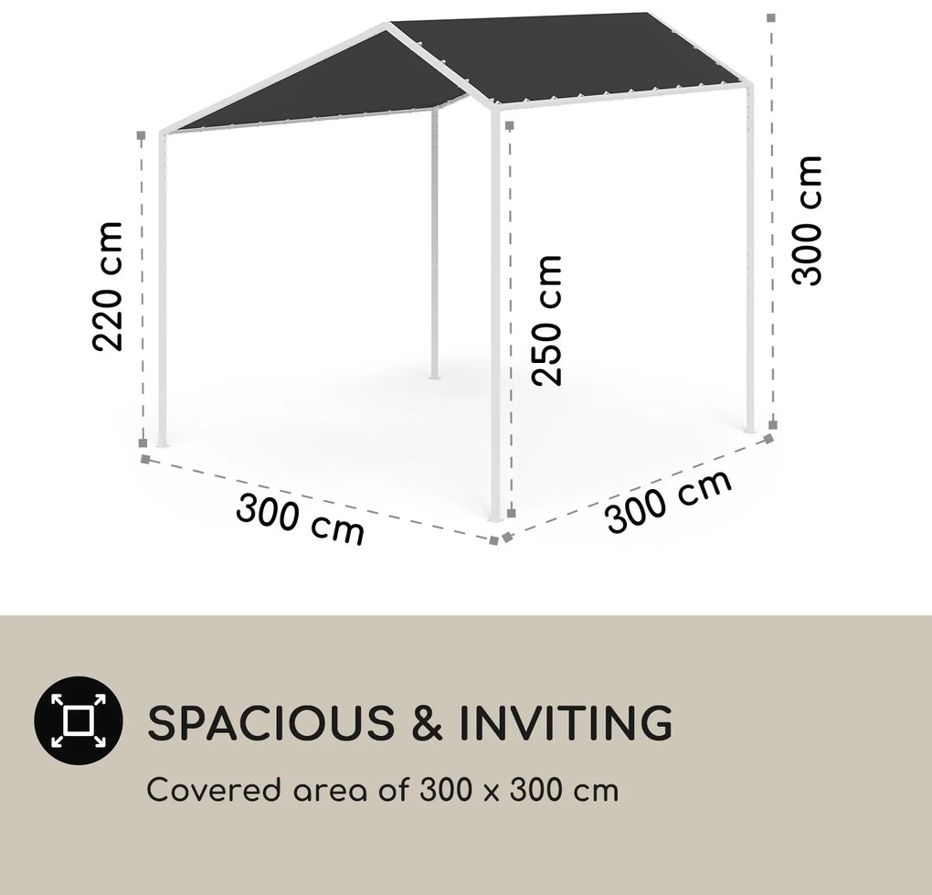 Blumfeldt La Rochelle Gazebo, šikmá pergola, hliníkový rám, UV 50+, polyesterová tkanina