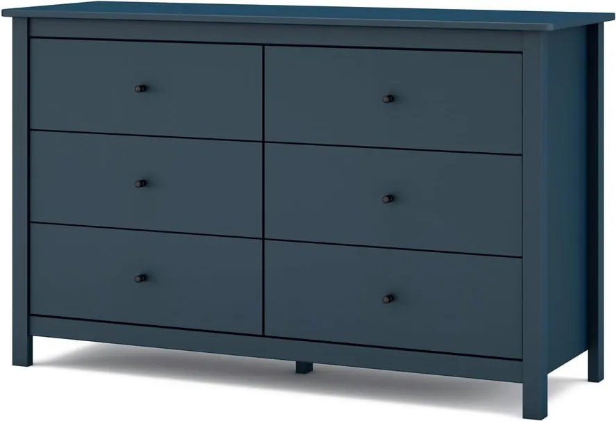 Tmavomodrá nízka komoda z borovicového dreva 130x80 cm Misti - Marckeric