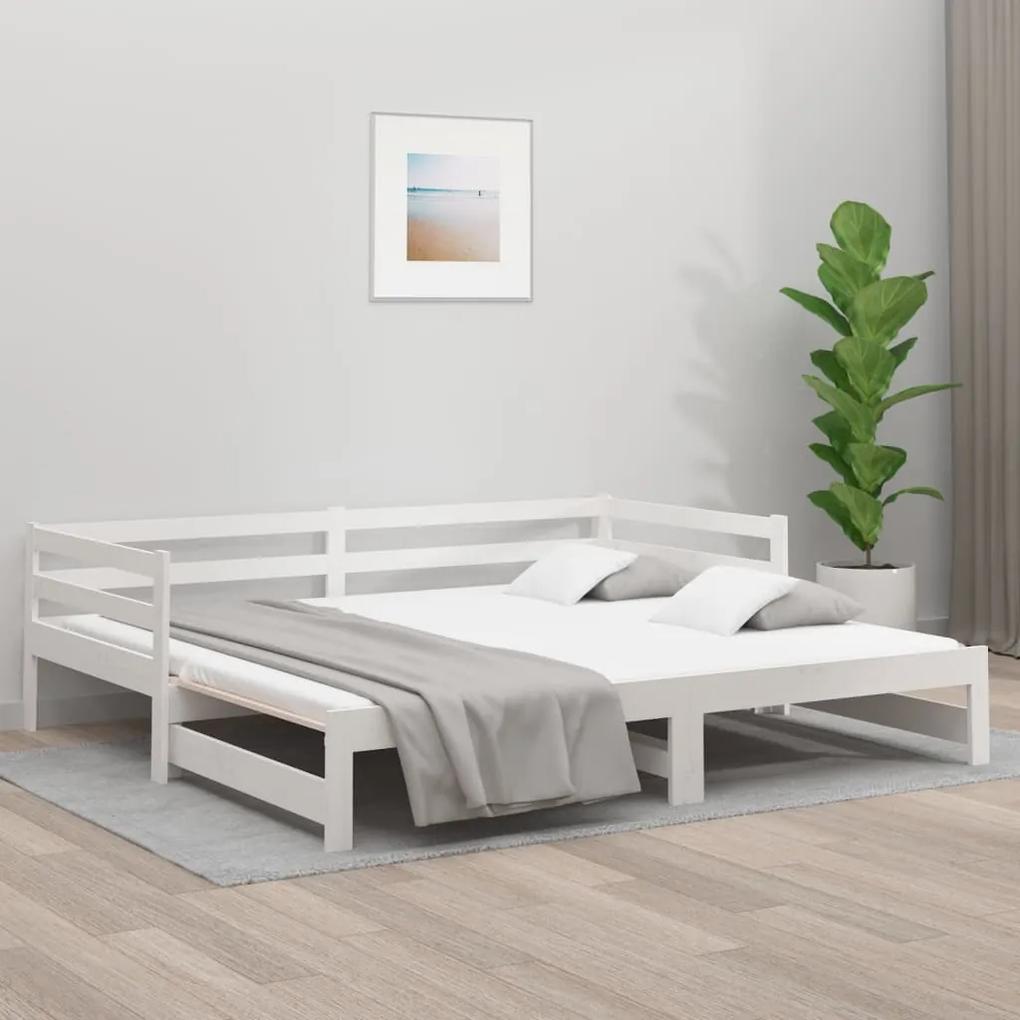 Rozkladacia denná posteľ biela 2x(80x200) cm borovicový masív 833086
