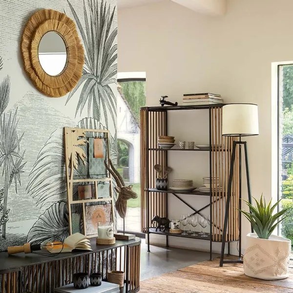 Atmosphera - Nástenné zrkadlo ALBA pr. 57 cm rafia