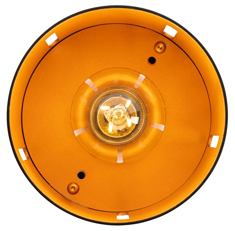 Dizajnové stropné svietidlo čierne so zlatým vnútrom - Yana