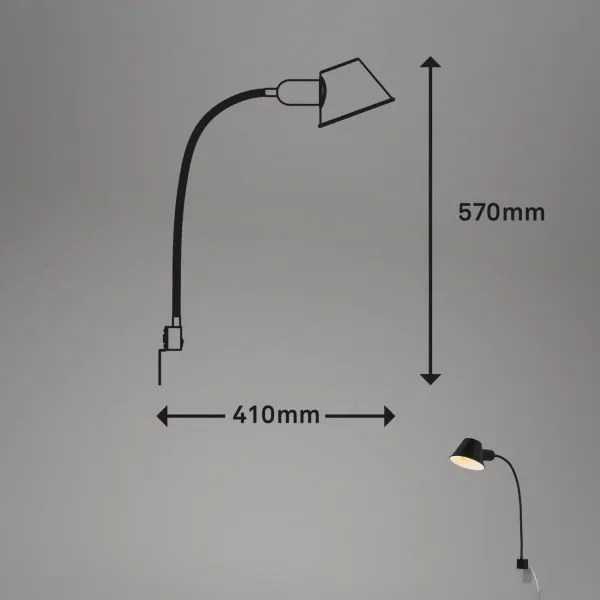 Briloner 2079-015 - Nástenná flexibilná lampa 1xE27/10W/230V čierna