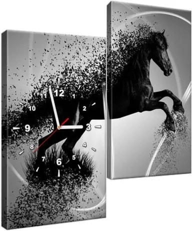 Obraz s hodinami Čiernobiely kôň – Jakub Banas 60x60cm ZP3573A_2J