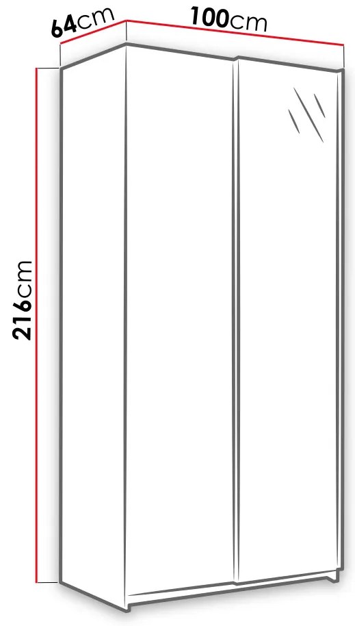Šatníková skriňa Plantean 100 (biela + zrkadlo). Vlastná spoľahlivá doprava až k Vám domov. 1122794