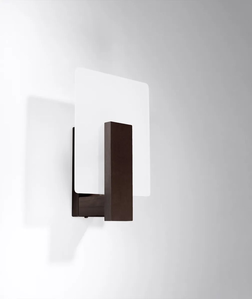 Nástenné svietidlo Lappo, 1x mliečne sklenené tienidlo, drevo vo farbe wenge