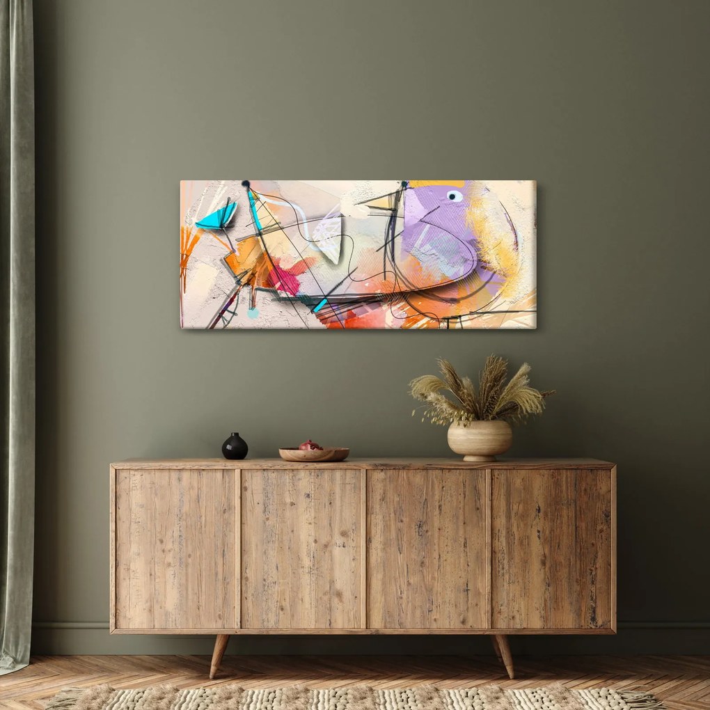 Obraz - Abstrakcia, vtáčik (120x50 cm)