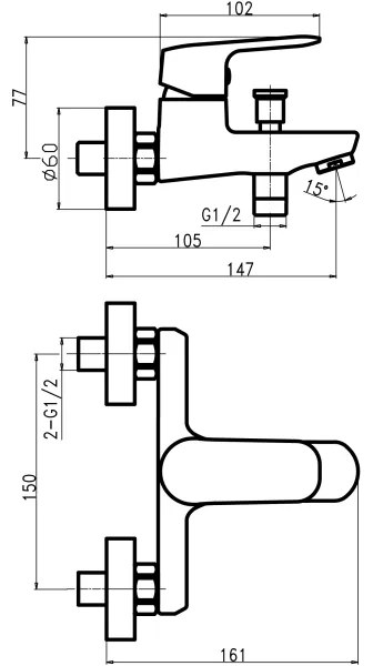 Novaservis - Vaňová sada s batériou TITANIA COSMOS lesklý chróm
