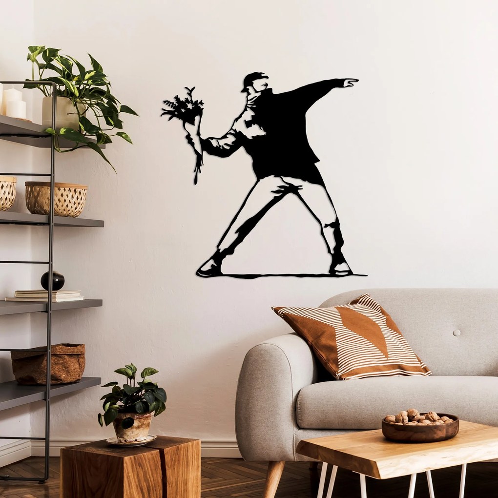 Nástěnná kovová dekorace Banksy Metal 01 černá