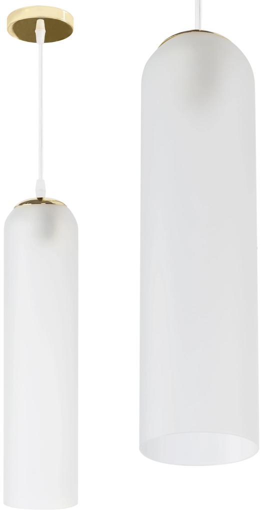 Toolight - Sklenená závesná lampa APP665-1CP, biela-zlatá, OSW-04661