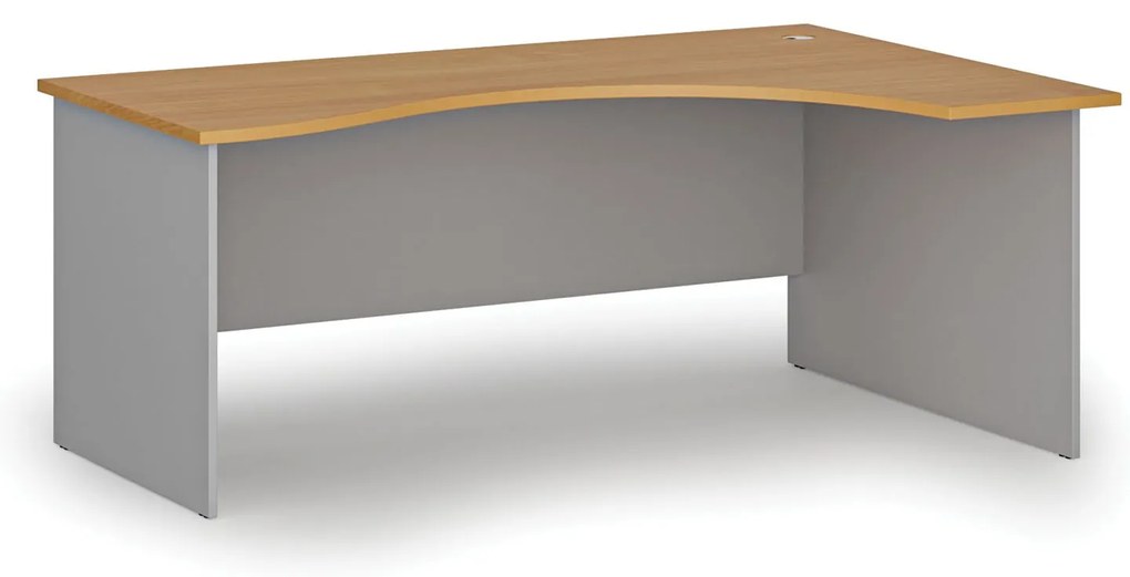 Ergonomický kancelársky písací stôl PRIMO GRAY, 180x120 cm, pravý, sivá/buk