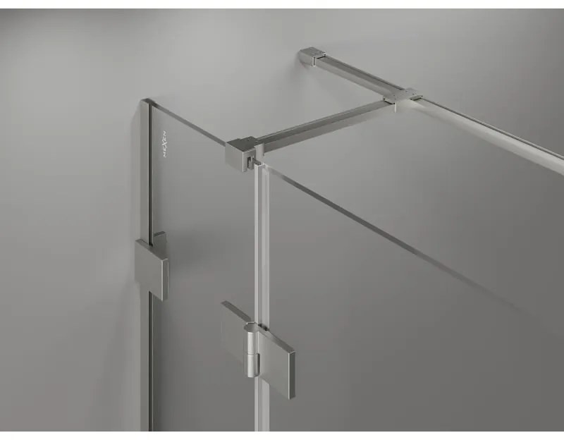 Mexen Lunar T, výklopný sprchový kút pravý 120 x 90 cm, 8mm číre sklo, oceľový profil, 834T-120-090-97-00-P
